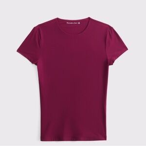 Abercrombie Soft Matte Seamless Tuckable Baby Tee Dark Purple Small NWT Pink